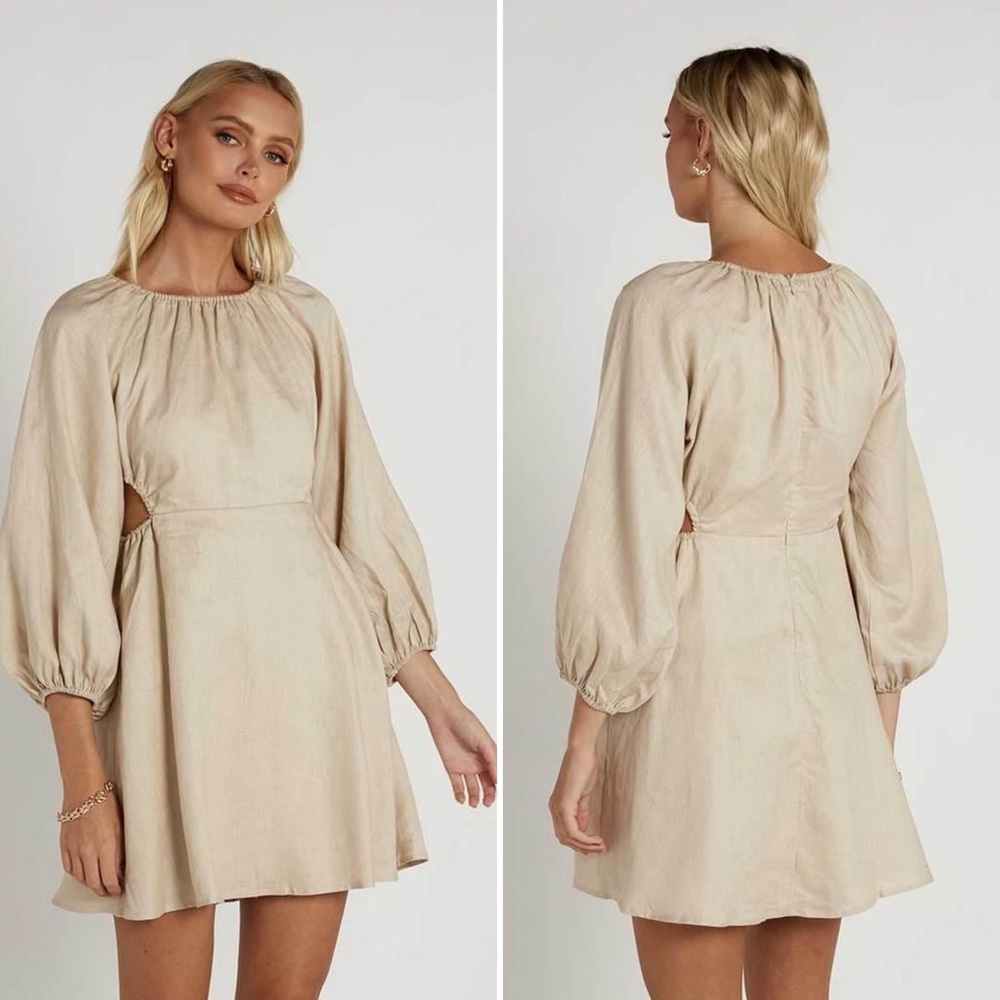 DISSH Evans Beige Linen Mini Dress